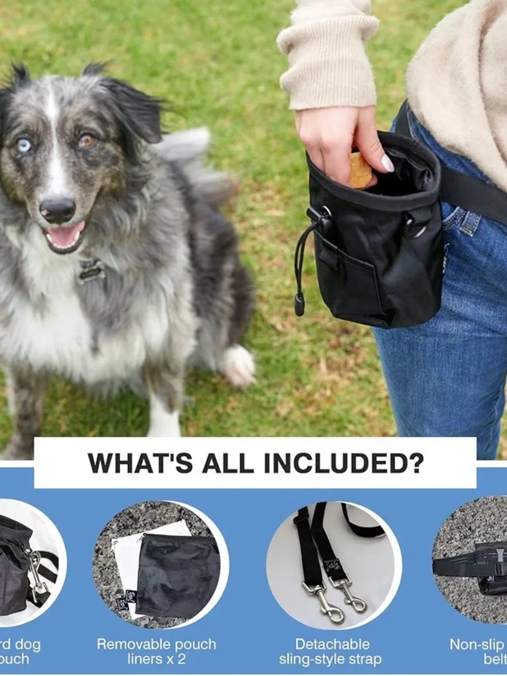 Dog/Treat Pouch/Great for Dog Training/Sling-style strap & non-slip belt/Red